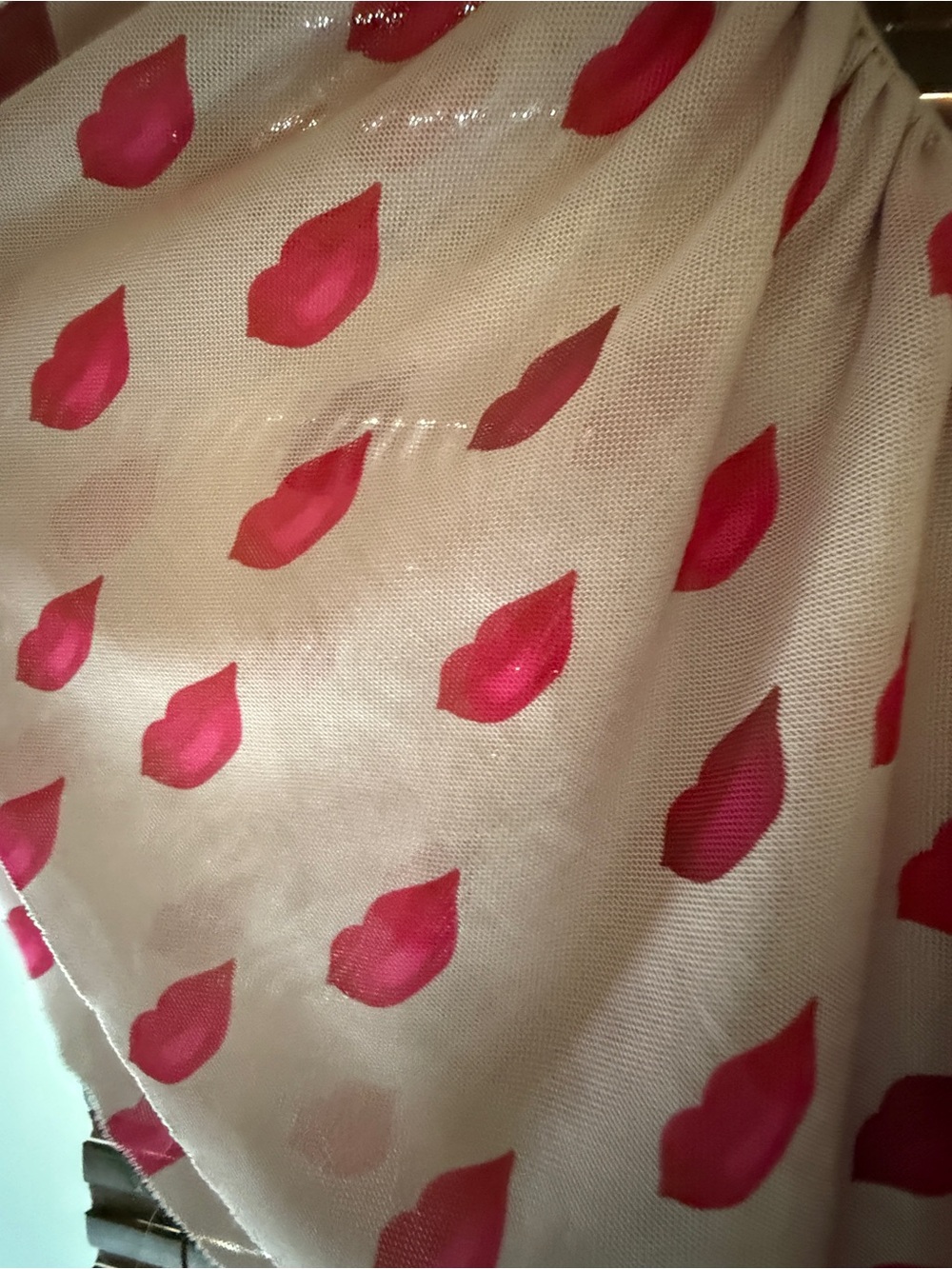 AFRM Vivian ruched mini dress w cute red lips pattern - Picture 8 of 10